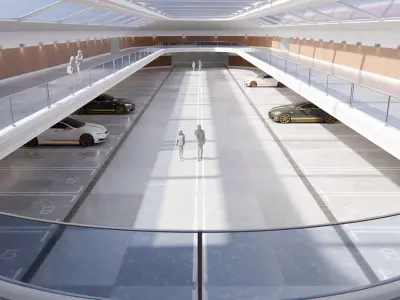 Modern Luxury Car Park - Garage -  Hall - Hipoly 3D Model 3D model