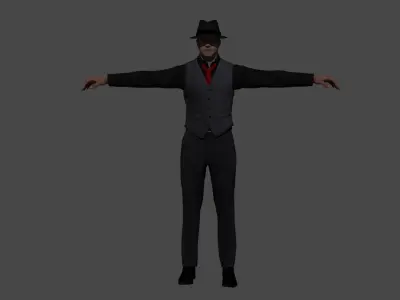 Detective Noir 3d model SkeletalAndAnimated Low-poly 3D model