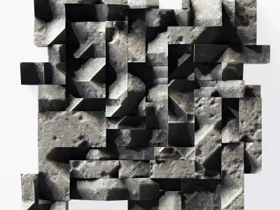 Panel Big Rock block stone n1 3D model