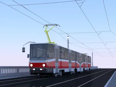 Bridge with KT8D5 tram 3D model