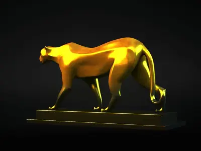 leopard Statue figurine sculpture modern art tiger abstract 3D model