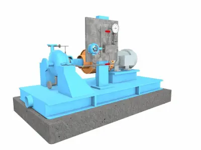 Water Centrifugal Pump PBR Low-poly 3D model