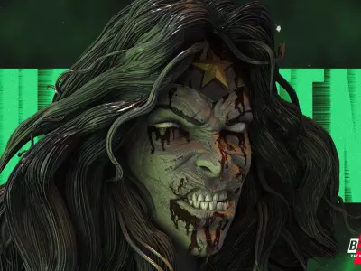 B3DSERK Wonder Woman Zombie Bust Tested for 3D printing 3D print model