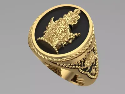 majestic Pahlavi dynasty ring 3D print model