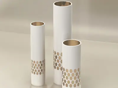 White and Gold Decor Vase Set  3D model