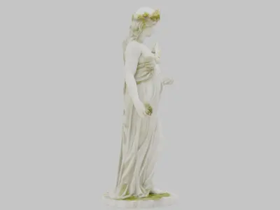 Elegant Marble Garden Statue of Woman Low-poly 3D model