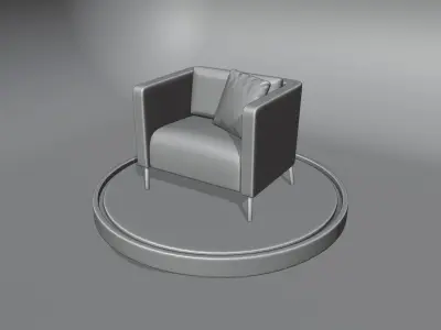 Yellow Chair with Summer pillow 3D model