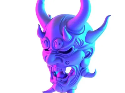 Japanese Oni Yokai Irezumi Ceremonial Divine  Nipponese mask toy 3D print model