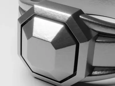 OctaCore Signet Ring - Modern Geometric Metal Jewelry 3D Model 3D print model