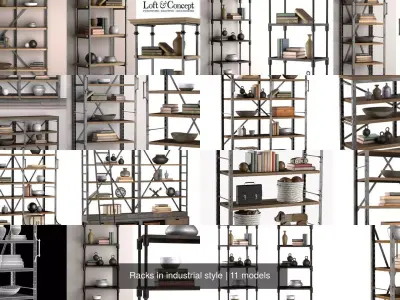 Racks in industrial style 3D Model Collection