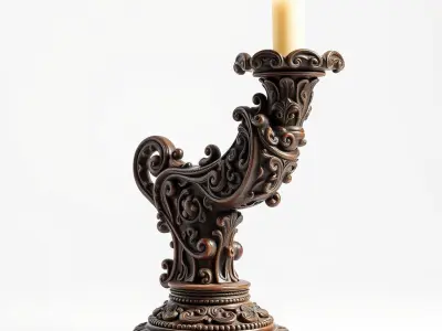 Ornate Candleholder D Model Pack Low-poly 3D model