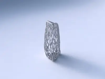 Vase curved tipping triangle with twisted organic lattice 3D print model