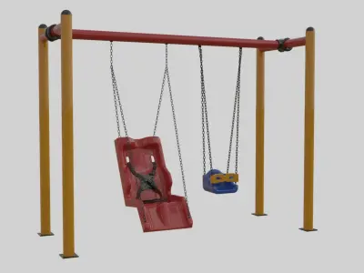 Playground Metal Non-Disabled Double Swings - 01 3D model