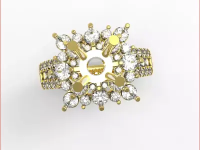 JEWELRY gold ring with diamonds in center Free 3D model