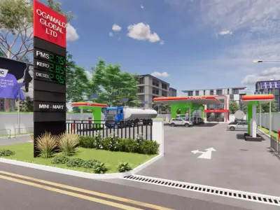 PETROL STATION Low-poly 3D model