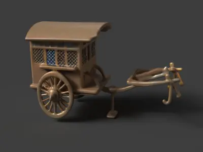 Chinese ancient carriage figure  Low-poly 3D model by aceimagedesign-1