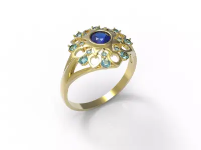 Pretty ring - Titanic sapphire 3D print model 3D print model