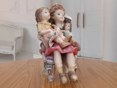 Child Chair Statue low-poly PBR Ornament figurine VR-AR  Low-poly 3D model