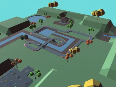Race Track Cartoon Low-poly 3D model