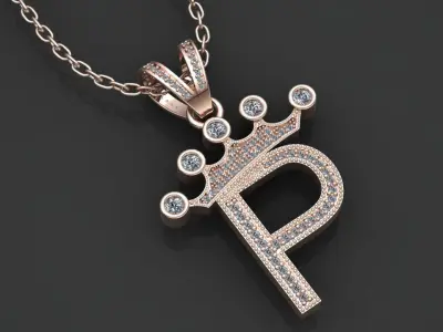 P letter pendant 3D print model