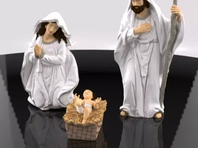 Christmas Manger Birth Pack Child cradle Baby Jesus Joseph Mary 3D print model
