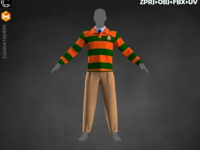 3 MEN VINTAGE SPORTSWEAR OUTFIT 3D model