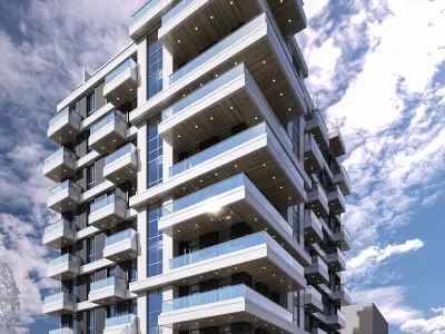 10-story apartment 3D model in 3D Max file format 3D model