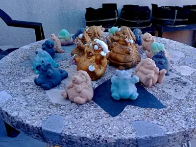 Happy fat animals collection - Print in place 3D print model