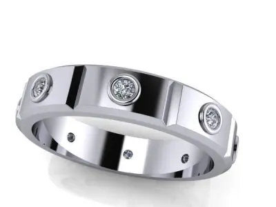 Modern Mens Engagement Wedding Band bezel set USA sz 9 10 11 3D print model