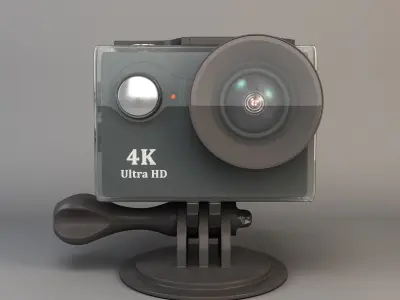 Action camera in a protective box Low-poly 3D model