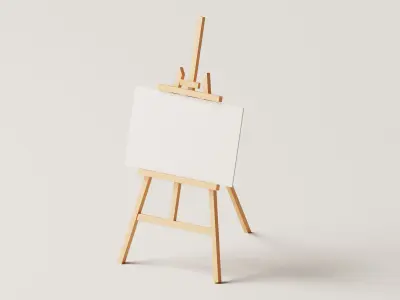 Realistic Paint Desk with Blank White Canvas Low-poly 3D model