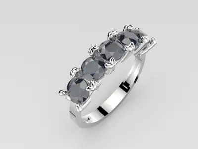 Woman ring Five Stones Wedding Ring 3d Model 3D print model