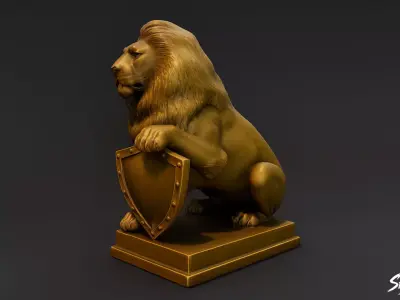 Lion Statue V6 Low-poly 3D model