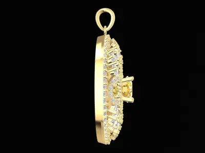 Luxury Round Gemstone Pendant Jewelry 3D Model 906 3D print model