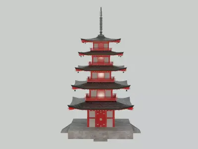 Pagoda japanese Low-poly 3D model purchase