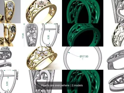 Hearts are everywhere 3D Model Pack