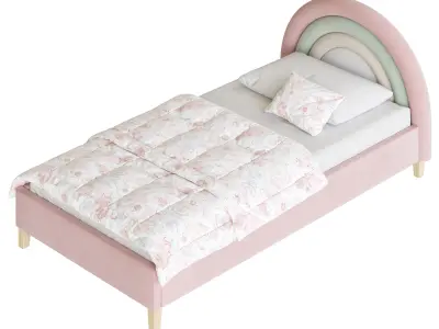 Rainbow Kids Velvet Finish Bed 3D model