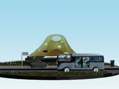  FutureCity Bus Stop Low-poly 3D model