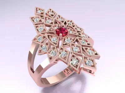 Diamond Ring - Womens Rings - N2324 3D print model