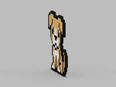 Pixel Dog Symbol Low-poly 3D model