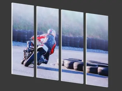 Printed Canvas - Men riding a Motorbike Low-poly 3D model