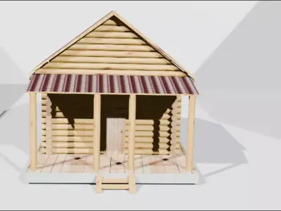 a round log house Low-poly 3D model