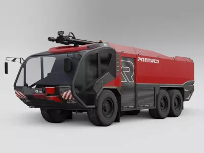 Airport Fire Engine 6X6 - Rosenbauer Panther Style - Generic Low-poly 3D model