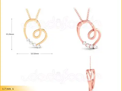 light weight yellow gold  diamond pendent -DOC-P8096 3D print model