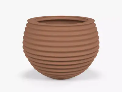 Terracotta Striped Clay Pot Low-poly 3D model