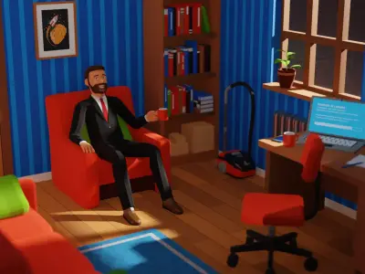 Man in suit jacket low-poly stylized Low-poly 3D model