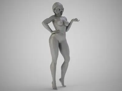 Glamorous woman in dress 3D print model