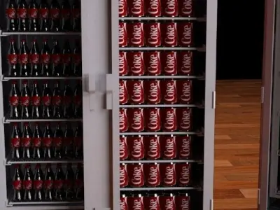 Coca Cola refrigerator Low-poly 3D model
