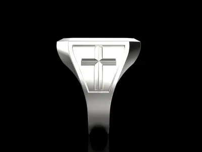 Initials cross signet ring model 1019 3D print model