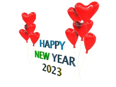 Happy New Year 2023 AR VR PBR Low-poly 3D model